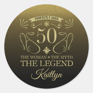Custom Cute Happy 50th Birthday Classic Round Sticker