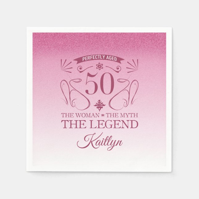 Custom Cute Happy 50th Birthday Napkin (Front)