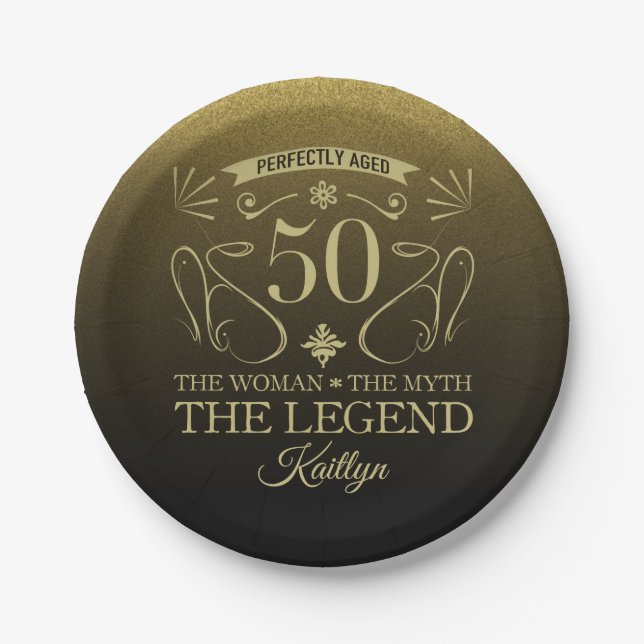 Custom Cute Happy 50th Birthday Paper Plate (Front)