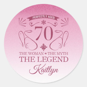Custom Cute Happy 70th Birthday Classic Round Sticker