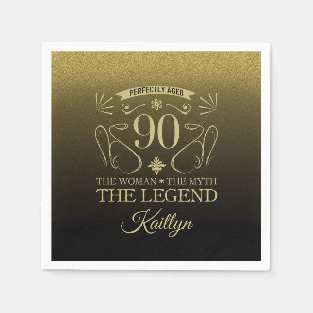 Custom Cute Happy 90th Birthday Napkin (Front)
