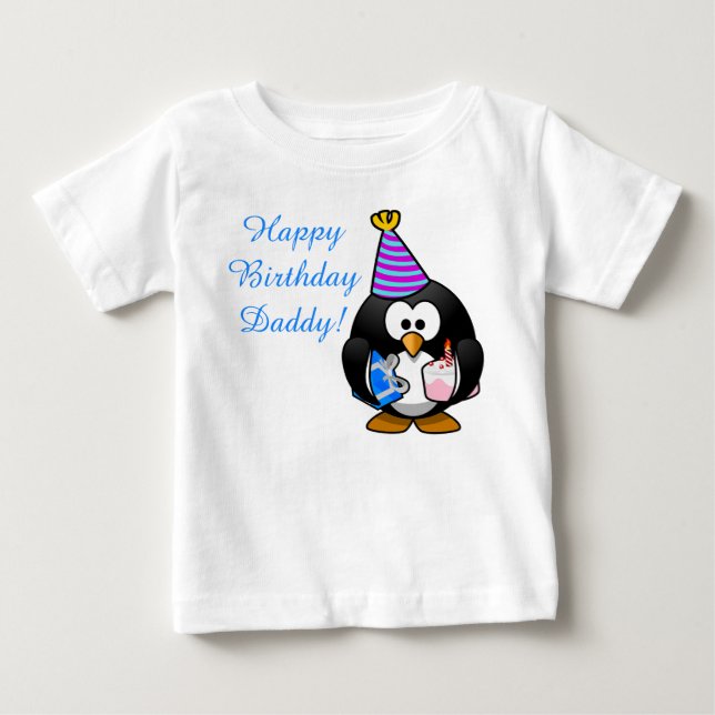 Custom cute Happy Birthday Daddy baby Penguin T-Shirt (Front)