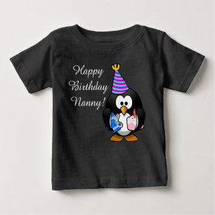 Custom cute Happy Birthday Nanny baby Penguin Baby T-Shirt