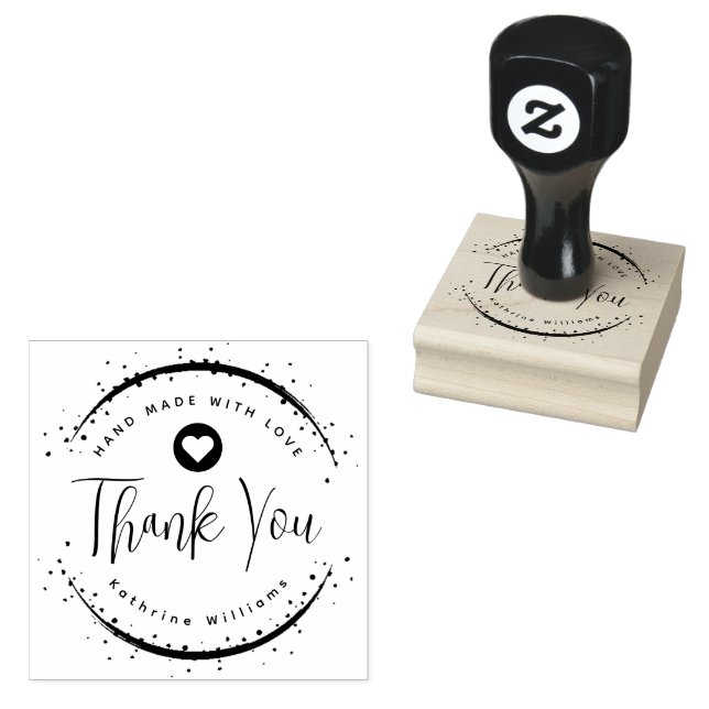 CUSTOM | CUTE HEART ELEGANT THANK YOU RUBBER STAMP (Stamped)