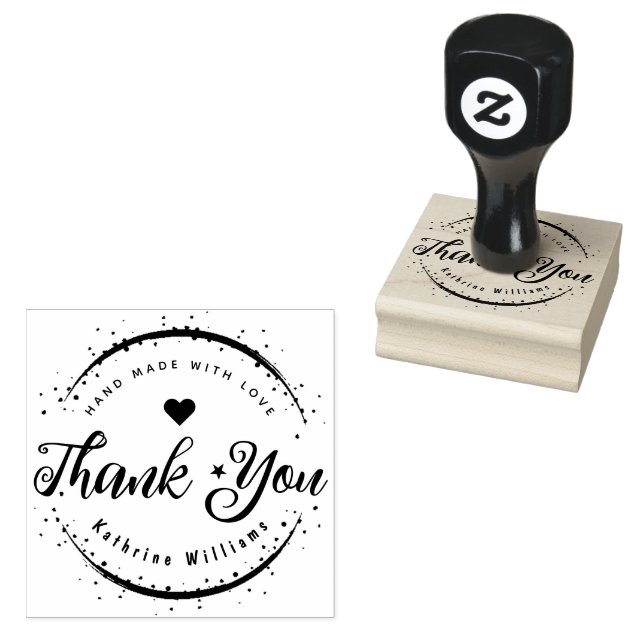 CUSTOM | CUTE HEART ELEGANT THANK YOU RUBBER STAMP (Stamped)