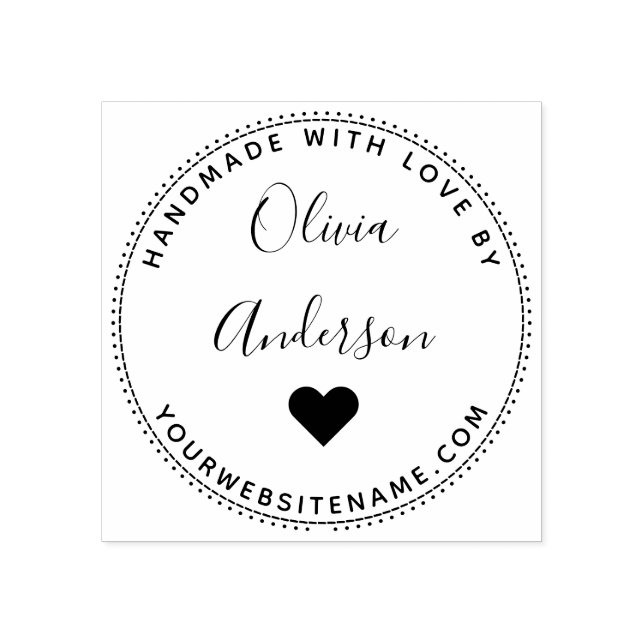 Custom Cute Heart  Round Handmade With Love By Rubber Stamp (Imprint)