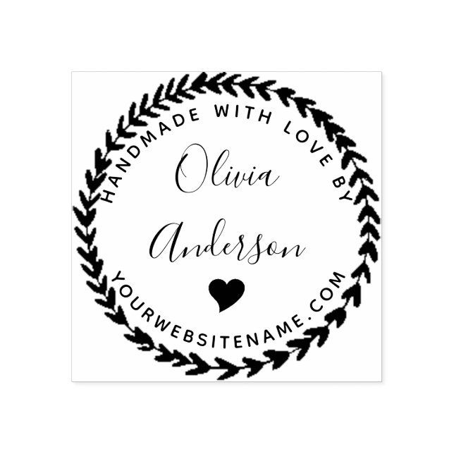 Custom Cute Heart  Round Handmade With Love By Rubber Stamp (Imprint)