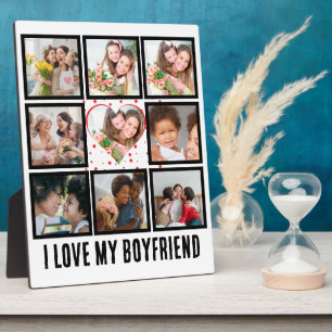 Custom Cute I love my boyfriend 9 Photo collage Plaque