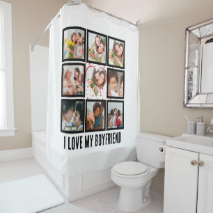 Custom Cute I love my boyfriend 9 Photo collage Shower Curtain