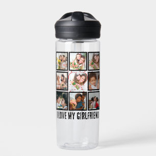 Custom Cute I love my girlfriend 9 Photo collage Water Bottle