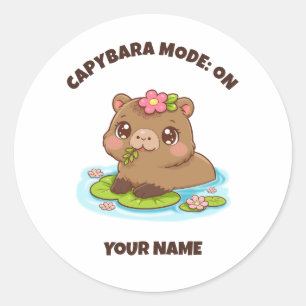 Custom Cute Kawaii Capybara Mode Classic Round Sticker