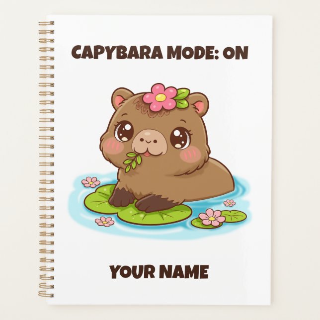 Custom Cute Kawaii Capybara Mode Planner (Front)