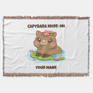 Custom Cute Kawaii Capybara Mode Throw Blanket