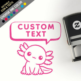 Custom Cute Kawaii Chibi Axolotl Bubble Speech Self-inking Stamp
