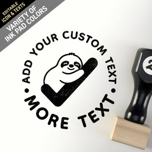 Custom Cute Kawaii Chibi Sensory Sloth Checkmark Rubber Stamp