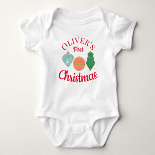 Custom Cute Kawaii Ornament Baby First Christmas Baby Bodysuit