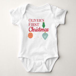 Custom Cute Kawaii Ornament Baby First Christmas Baby Bodysuit