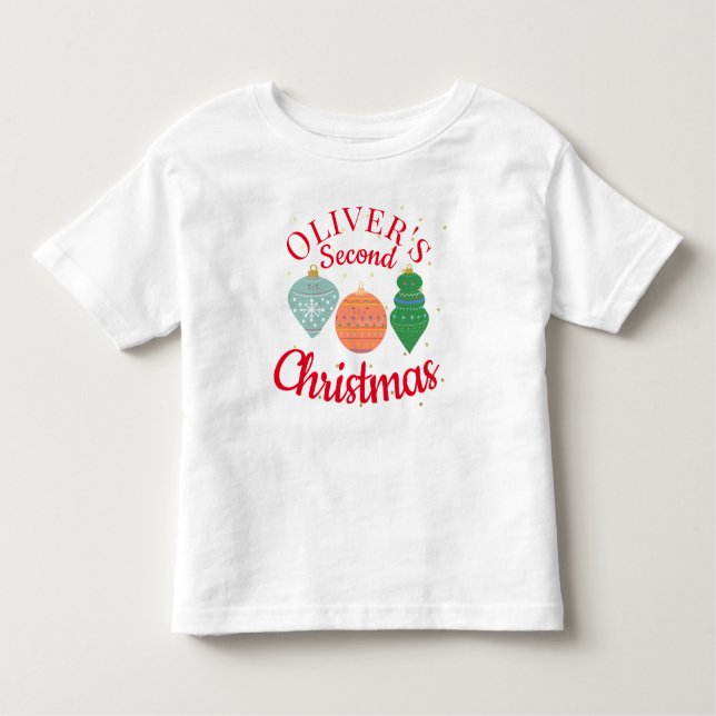 Custom Cute Kawaii Ornament Second Christmas   Toddler T-Shirt (Front)