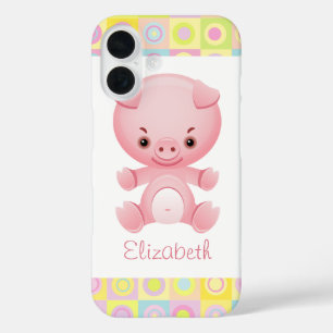 Custom Cute Kawaii Pink Pig iPhone 16 Case