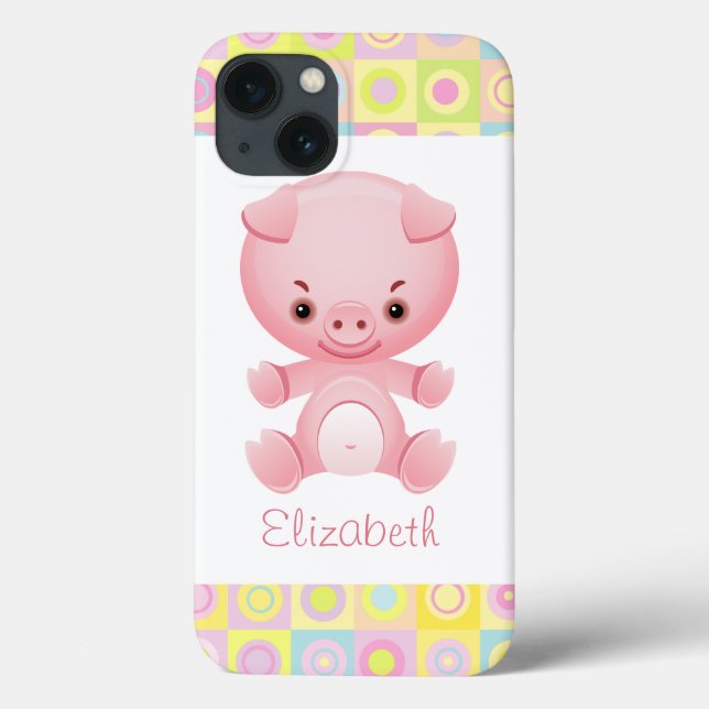 Custom Cute Kawaii Pink Pig Case-Mate iPhone Case (Back)