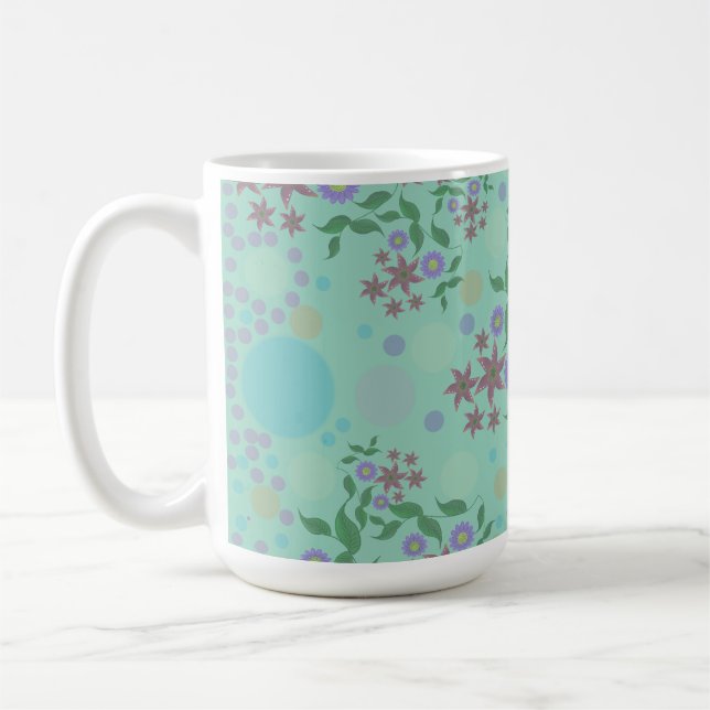 Custom Cute Kidcore Confetti Floral & Vine Pattern Coffee Mug (Left)