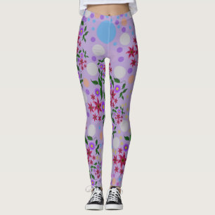 Custom Cute Kidcore Confetti Floral & Vine Pattern Leggings