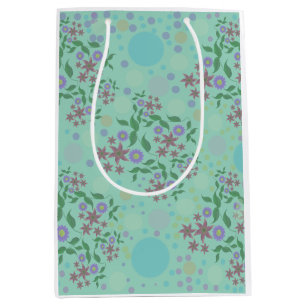 Custom Cute Kidcore Confetti Floral & Vine Pattern Medium Gift Bag