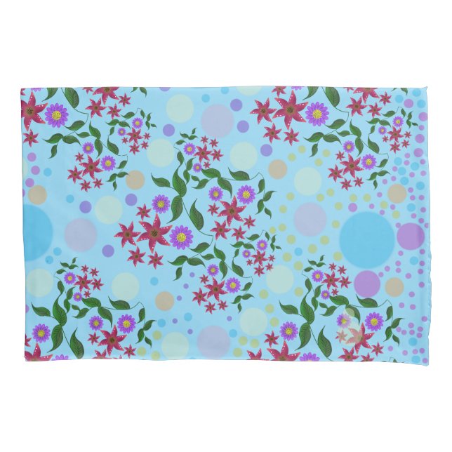 Custom Cute Kidcore Confetti Floral & Vine Pattern Pillowcase (Front)