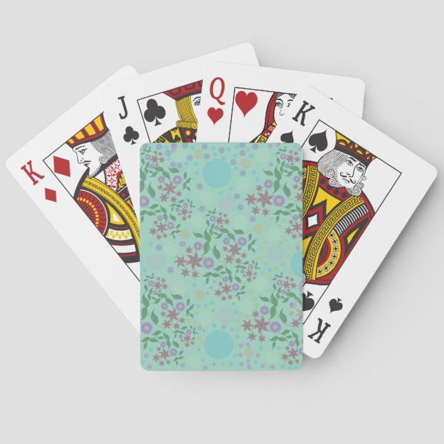 Custom Cute Kidcore Confetti Floral & Vine Pattern Playing Cards (Back)