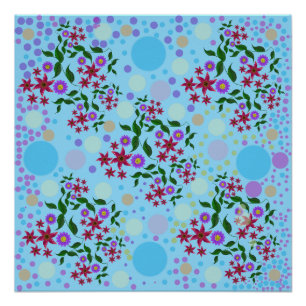 Custom Cute Kidcore Confetti Floral & Vine Pattern Poster