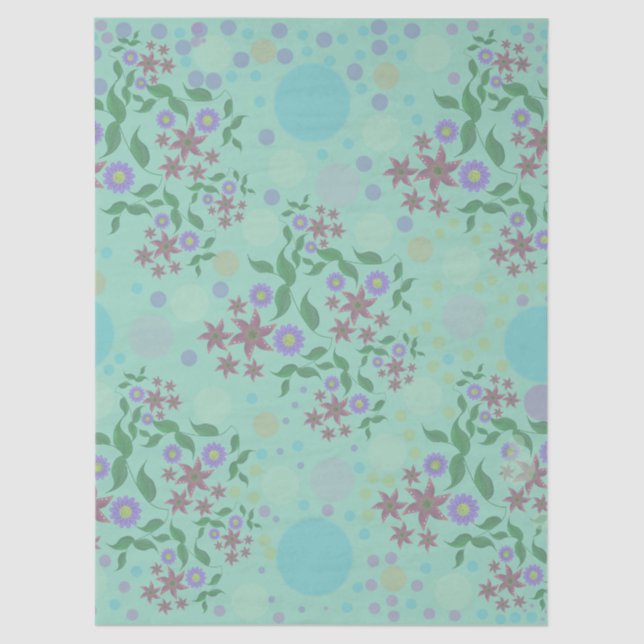 Custom Cute Kidcore Confetti Floral & Vine Pattern Tissue Paper (Front)