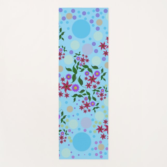 Custom Cute Kidcore Confetti Floral & Vine Pattern Yoga Mat (Front)