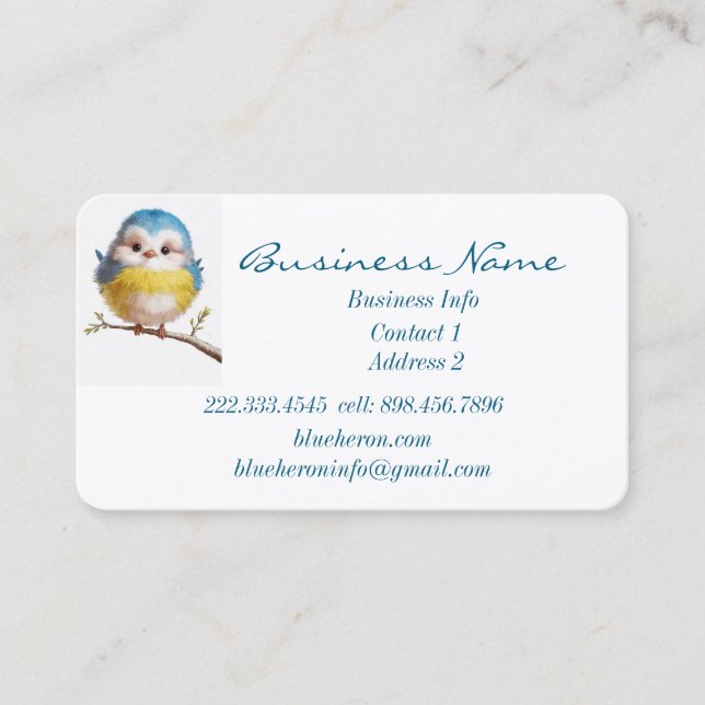 Custom Cute Little Bird Nature  Art Business Card (Front)