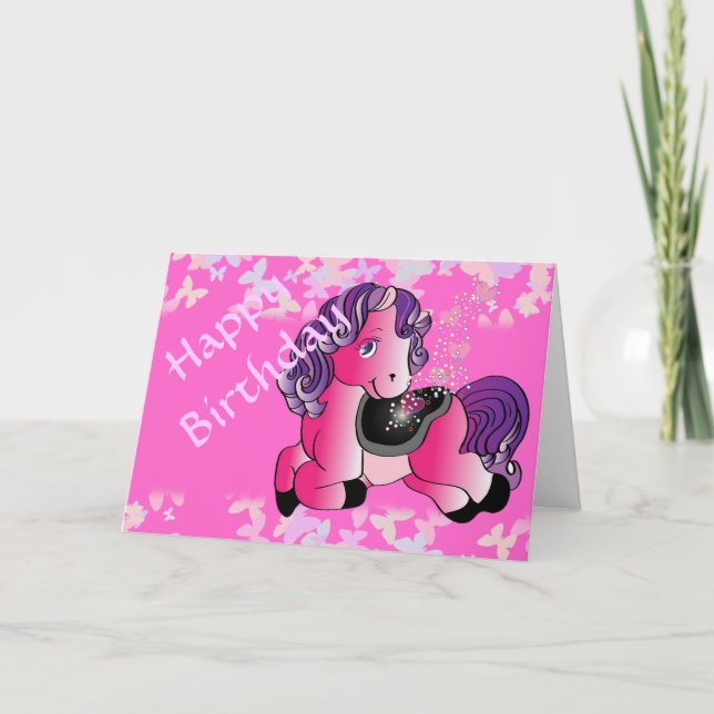 Custom Cute little pink pony Card (Front)