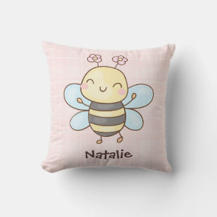 Custom cute lovely bee Pastel Nursery Pink Cushion