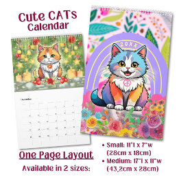Custom Cute Lovely Kawaii Cartoon Cats  Calendar