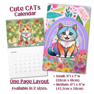 Custom Cute Lovely Kawaii Cartoon Cats  Calendar