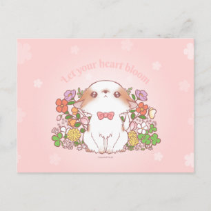 Custom Cute Mochi Flowers and Pink Floral Kawaii Postcard