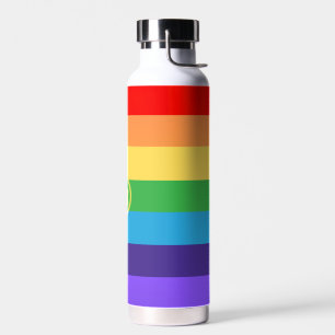 Custom Cute Modern Monogram Rainbow pride lgbt  Water Bottle