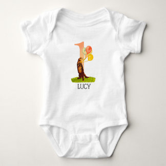 Custom Cute Otter First Birthday Girl Baby Bodysuit