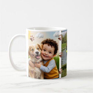 Custom Cute Paw Prints Four Pet 3 Photos Coffee Mug