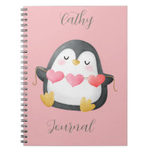 Custom Cute Penguin Journal Modern Notebook