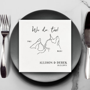 Custom Cute Pet Name Minimalist Cats Pet Wedding  Napkin