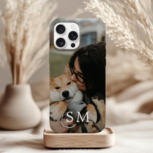 Custom Cute Pet Photo and Monogram Initial iPhone Case (Creator Uploaded)