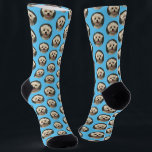 Custom Cute Pet Photo Pattern Light Blue Socks<br><div class="desc">These custom cute socks feature your own pet photo in an offset pattern on a light blue background, and are perfect for the pet lover and sock lover! Add your own dog photo, cat photo, horse photo, pig photo, or fish photo -- whatever animal you own! This is a great...</div>