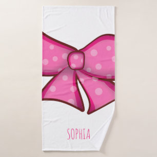 Custom Cute Pink Bow Coquette Girls Bath Towel