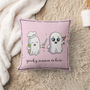 Custom Cute Pink Friendly Ghosts Spooky Season Cushion