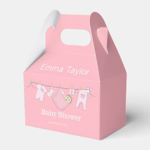 Custom Cute Pink Girl Clothesline Baby Shower Favour Box