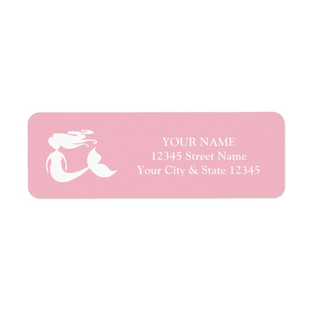 Custom cute pink mermaid return address labels (Front)