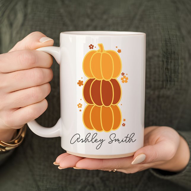 Custom Cute Pumpkin Mug, Gift for Fall Season Coffee Mug (Pumpkin Fall Vibes Bag, Fall vibes mug, Autumn mug, Halloween mug, Trick or treat mug for women,)
